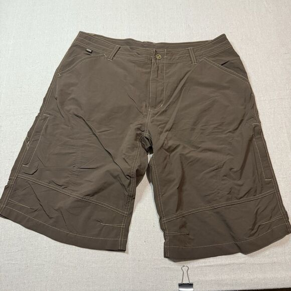 Kuhl Cargo Shorts Mens 38 Brown 13” Outdoor Hiking Camping Performance Stretch - Picture 1 of 7